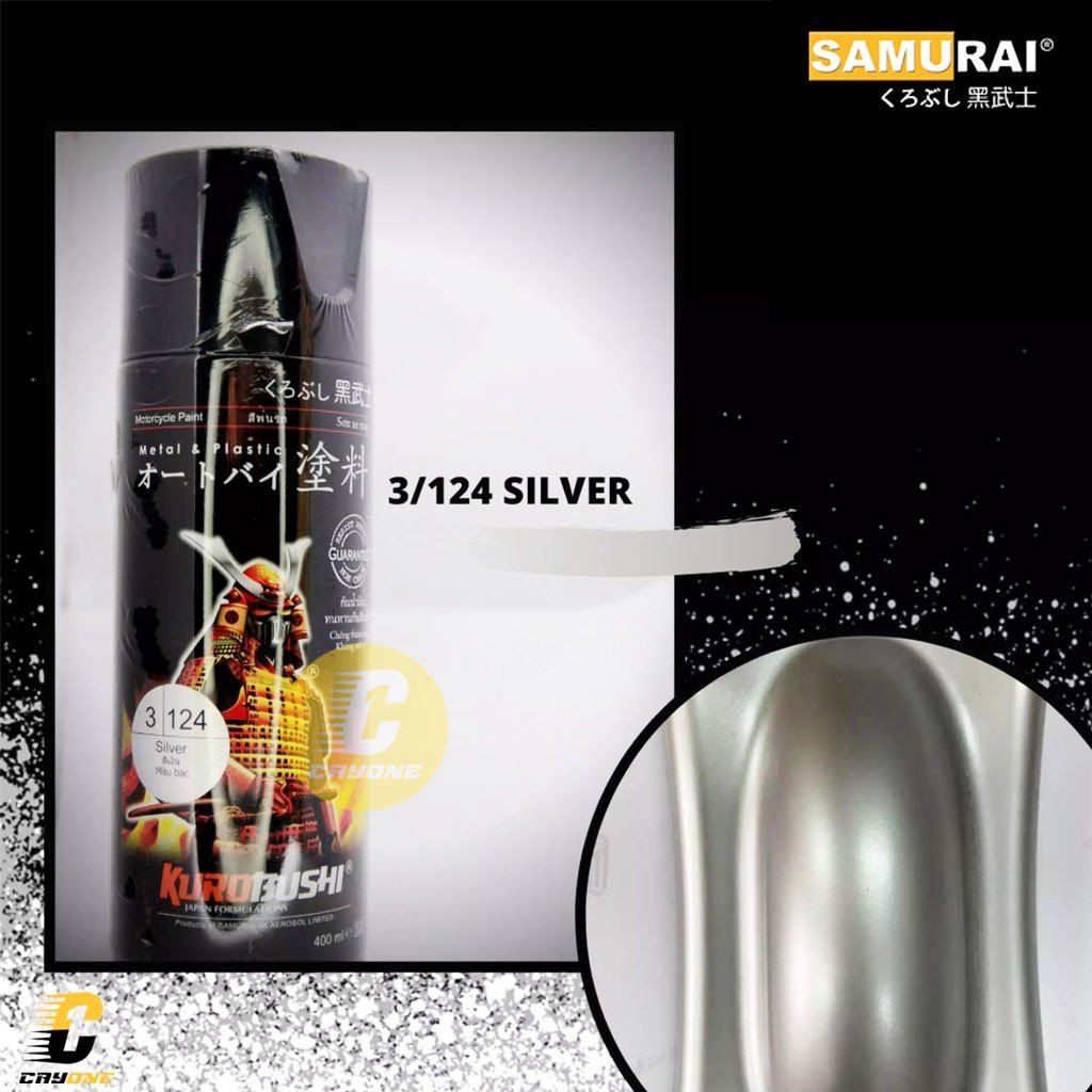Samurai Paint Cat Semprot Warna Standar 124 Silver (Perak) 400 mL
