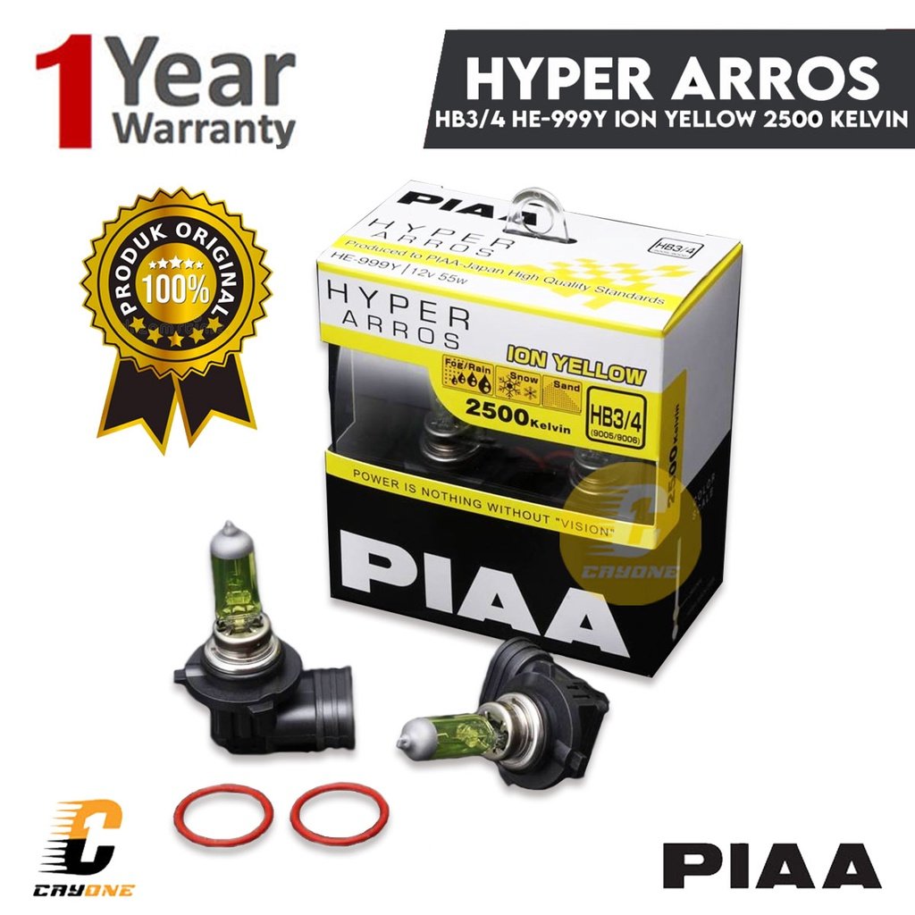 PIAA Hyper Arros Ion Yellow Headlight Fog HE999Y HB3 HB4 12V 55W 2500K