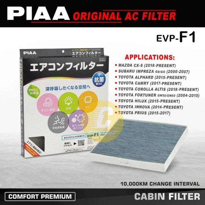 PIAA Filter Carbon Cabin AC TOYOTA Hilux Prius Fortuner EVP-F1