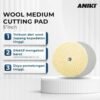 ANIKI 5" inch Wool Medium Cutting Pad - Busa Poles Square Short Pile