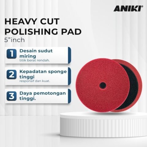 ANIKI 5" inch Heavy Cut Polishing Pad RED - Busa Aplikator Wax Poles Merah