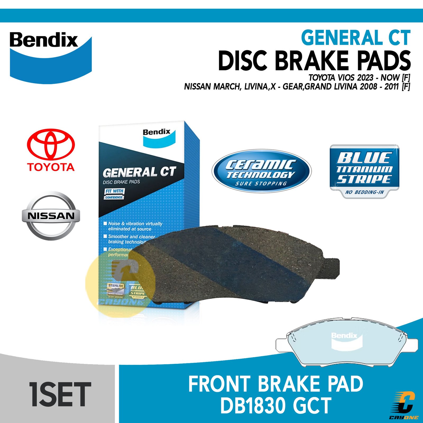 BENDIX Brake Pad Kampas Rem Depan NEW VIOS MARCH GRAND LIVINA X-GEAR GCT DB1830