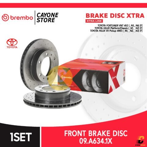 BREMBO Xtra Brake Disc Kampas Rem depan TOYOTA FORTUNER N5 N6 VNT 2004 - 2009 09 A634 1X / 09.A634.1X