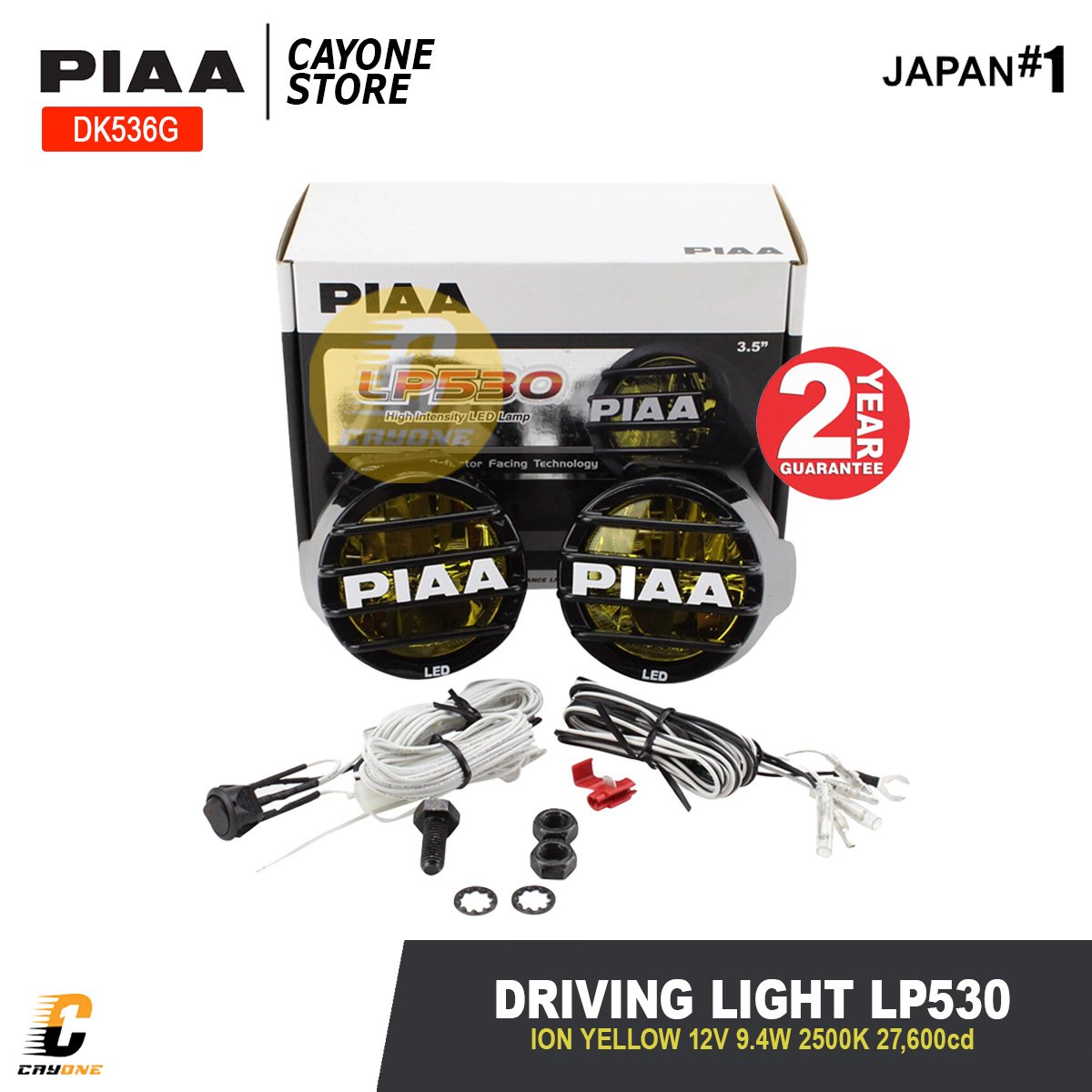 PIAA LP530 3.5" LED Ion Yellow Driving Beam Kit Lampu Sorot Kuning 12V 9.4W 2500K 27600cd