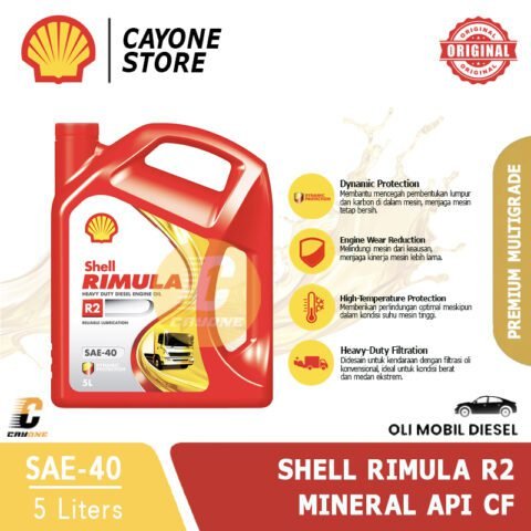 SHELL Rimula R2 Heavy Duty Diesel Engine Oil SAE 40 API CF 5 L