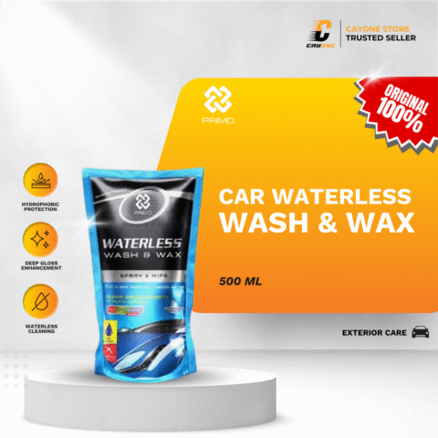 PRIMO Waterless Hydrophobic Wash & Wax Pouch 500 mL - Pencuci Mobil Motor Tanpa Air